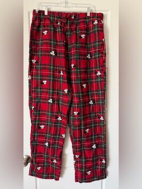 Old Navy Red Plaid Mickey Mouse Pajama Pants - Large TALL